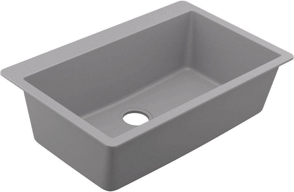 Moen Grey 33 x 20-7/8 in. No-Hole Granite Single Bowl Drop-in, Dual Mount and Undermount Kitchen Sink 