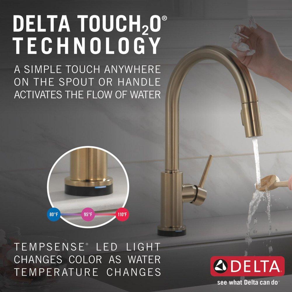 Delta Faucet Champagne Bronze Single Handle Pull Down Voice and Touch Activated Kitchen Faucet 