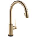 Single Handle Pull Down Kitchen Faucet with Touch and Voice Activation in Champagne Bronze