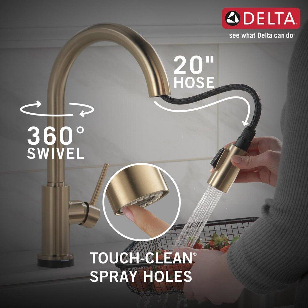 Delta Faucet Champagne Bronze Single Handle Pull Down Voice and Touch Activated Kitchen Faucet 