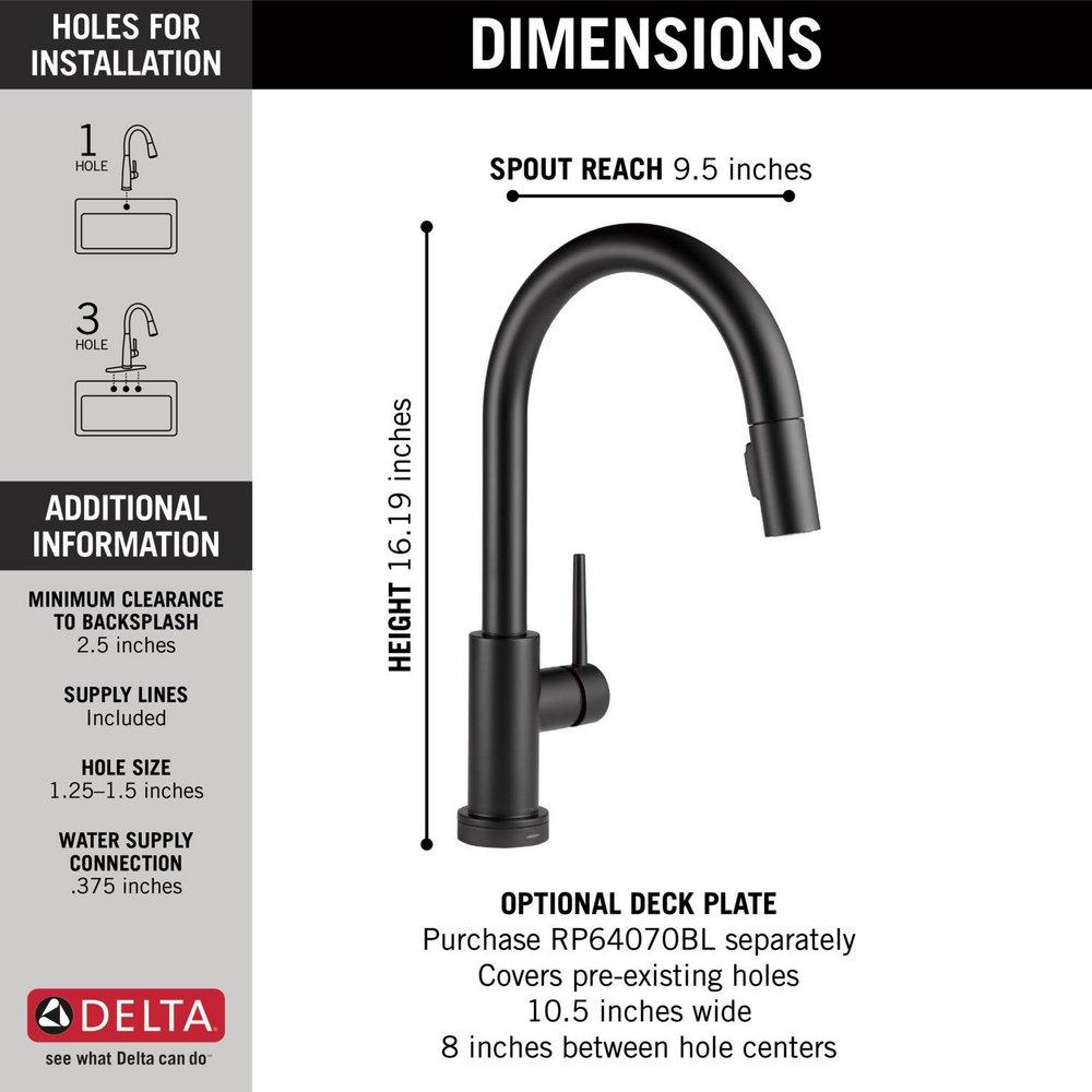 Delta Faucet Matte Black Single Handle Pull Down Voice and Touch Activated Kitchen Faucet 