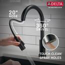 Delta Faucet Matte Black Single Handle Pull Down Voice and Touch Activated Kitchen Faucet 