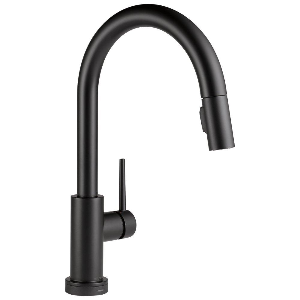 Delta Faucet Matte Black Single Handle Pull Down Voice and Touch Activated Kitchen Faucet 