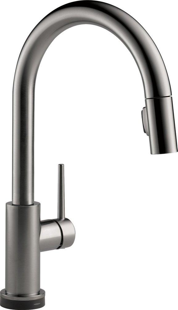 Delta Faucet Black Stainless Single Handle Pull Down Voice and Touch Activated Kitchen Faucet 