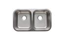 Amerisink Matte Brushed Stainless 32 x 18-1/2 in. No Hole Stainless Steel 2 Bowl Undermount Kitchen Sink 