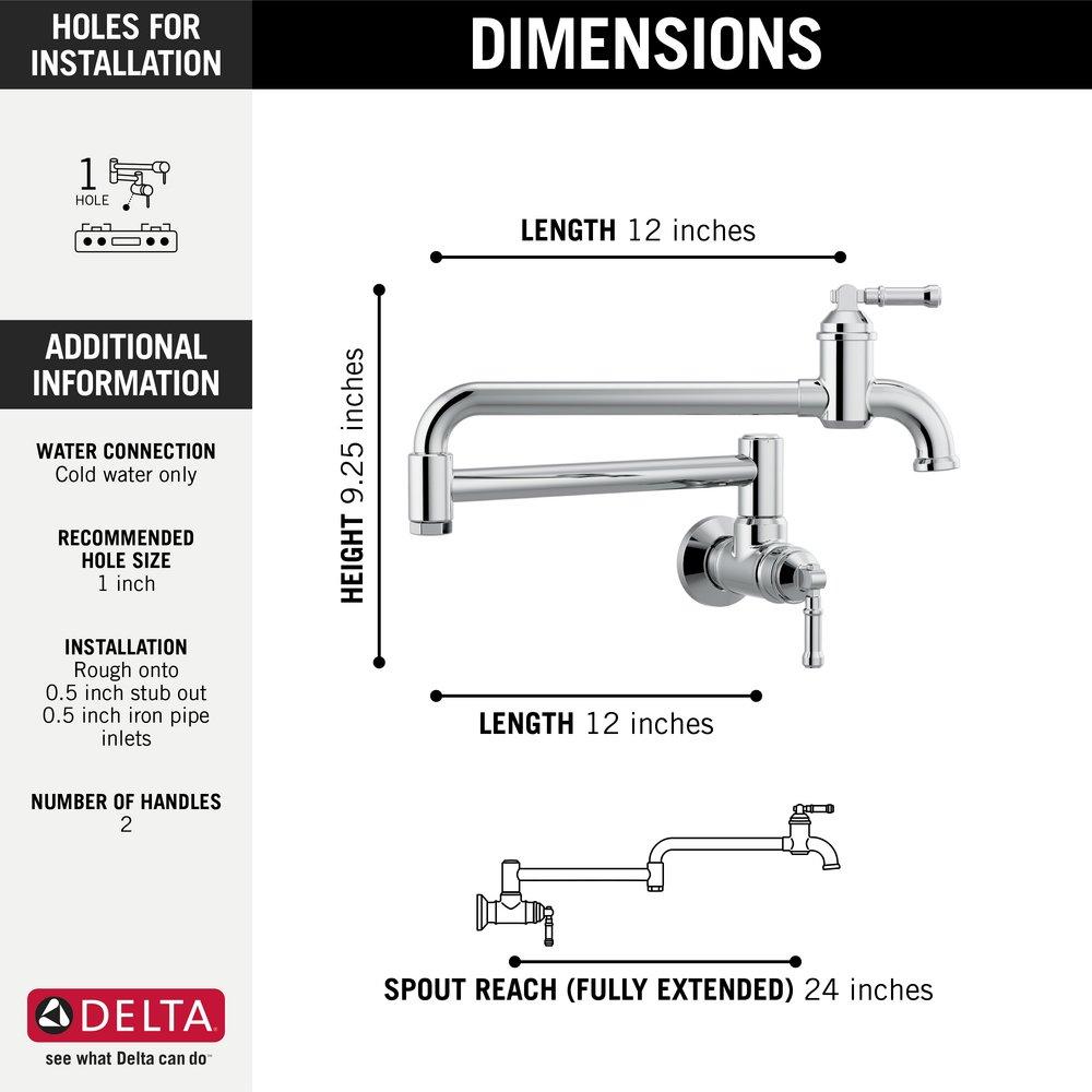 Delta Faucet Chrome Two Handle Lever Pot Filler 