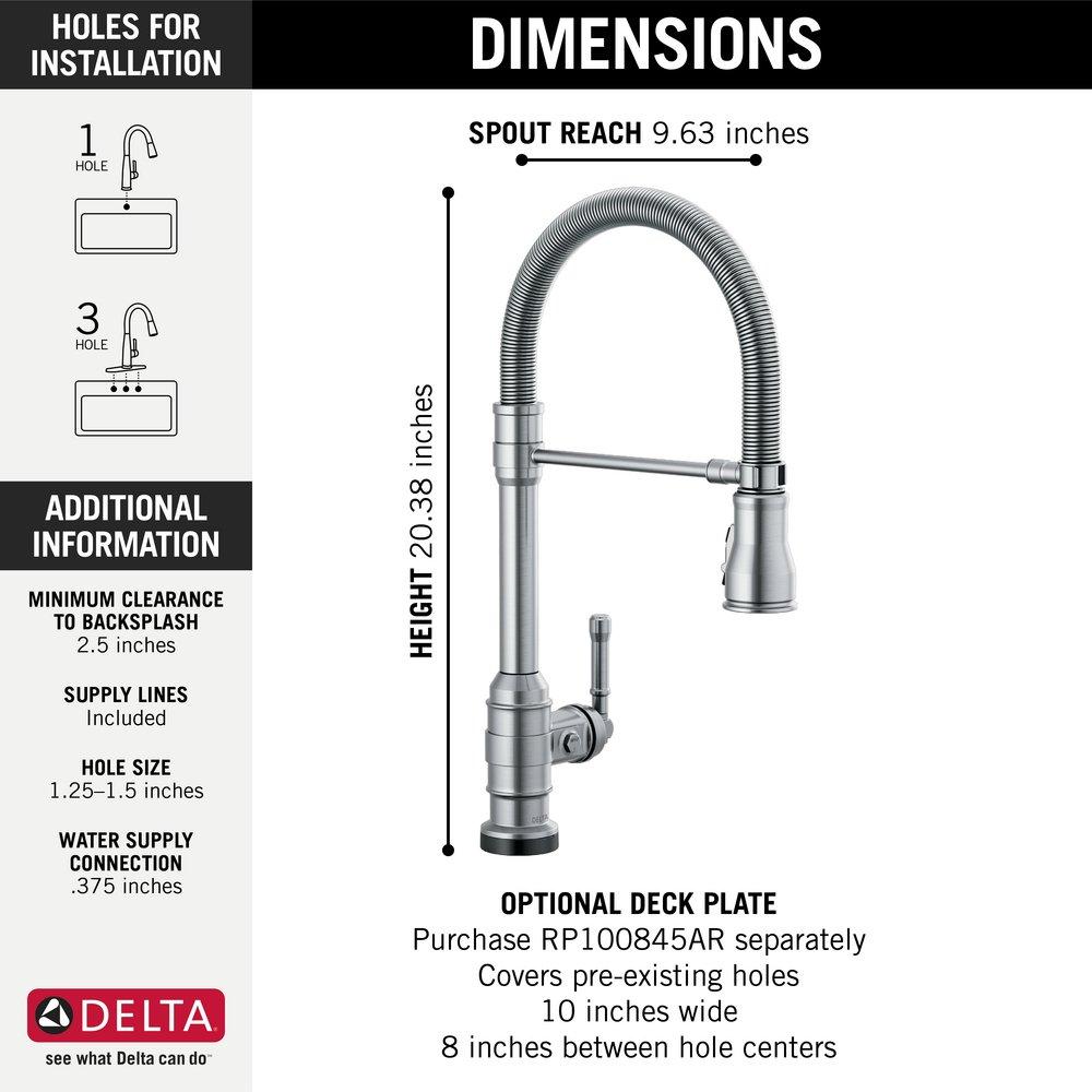 Delta Faucet Arctic Stainless Single Handle Pull Down Kitchen Faucet 