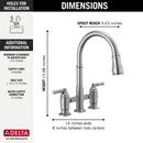 Delta Faucet Arctic Stainless Two Handle Bridge Pull Down Kitchen Faucet 