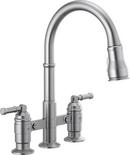 Delta Faucet Arctic Stainless Two Handle Bridge Pull Down Kitchen Faucet 
