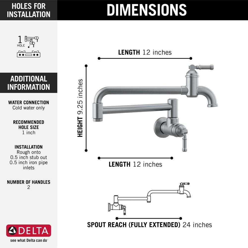 Delta Faucet Arctic Stainless Two Handle Lever Pot Filler 