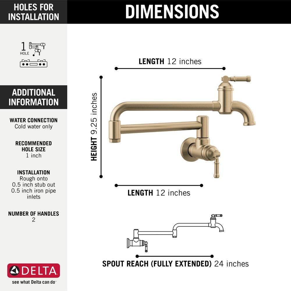 Delta Faucet Champagne Bronze Two Handle Lever Pot Filler 