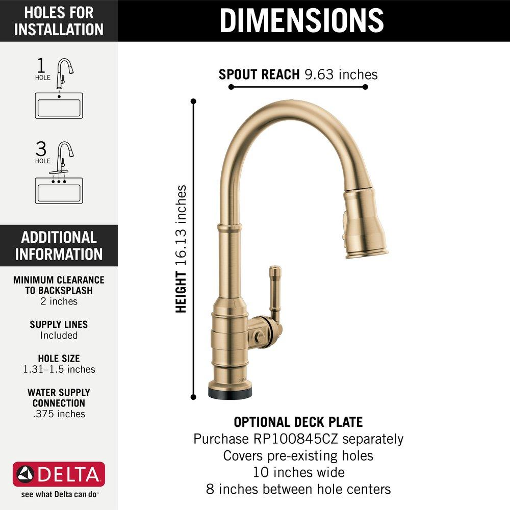 Delta Faucet Champagne Bronze Single Handle Pull Down Touch Activated Kitchen Faucet 