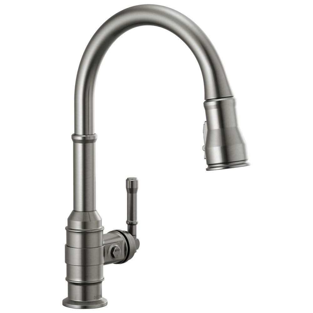 Delta Faucet Black Stainless Single Handle Pull Down Kitchen Faucet 