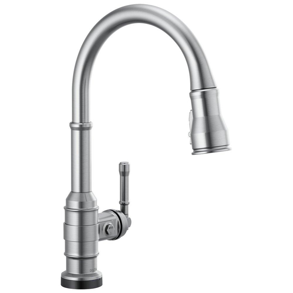 Delta Faucet Arctic Stainless Single Handle Pull Down Touch Activated Kitchen Faucet 