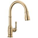 Single Handle Pull Down Kitchen Faucet in Champagne Bronze
