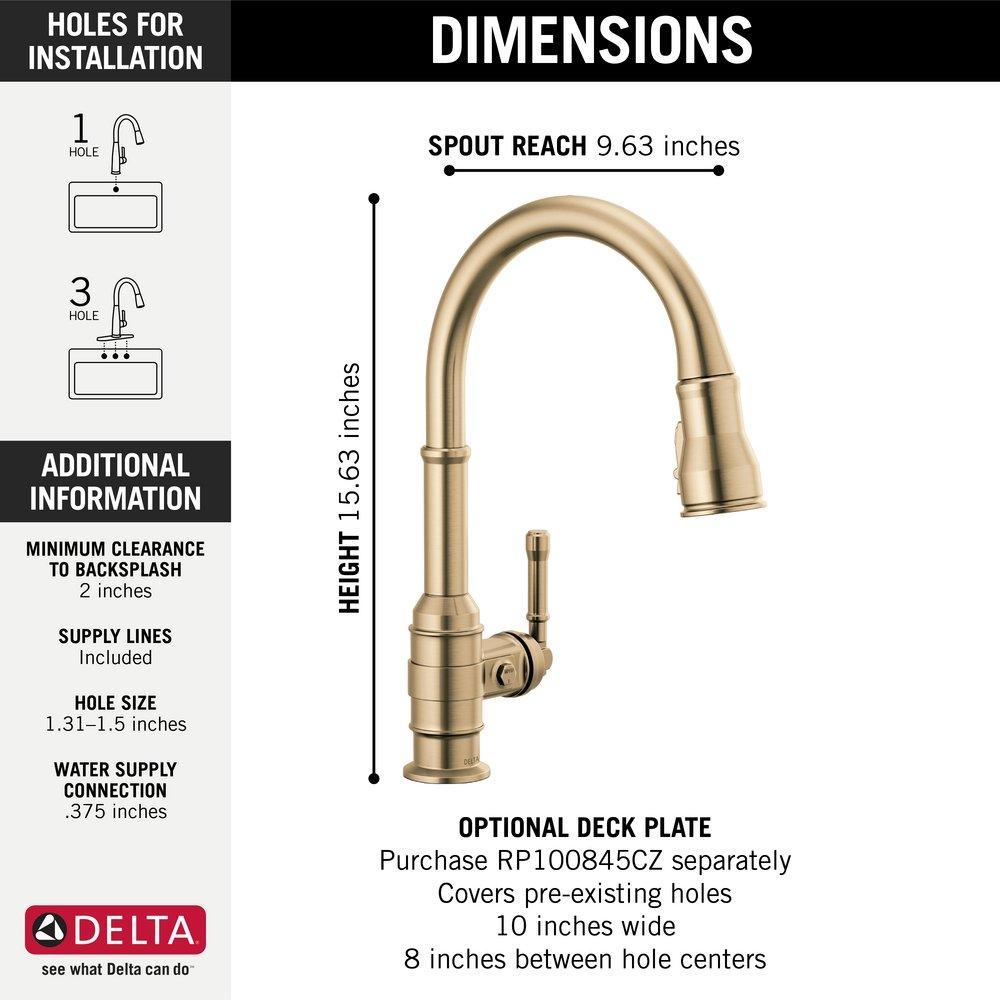 Delta Faucet Champagne Bronze Single Handle Pull Down Kitchen Faucet 