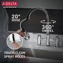 Delta Faucet Chrome Two Handle Bridge Pull Down Widespread Kitchen Faucet 