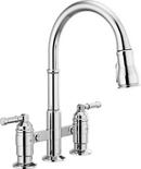 Delta Faucet Chrome Two Handle Bridge Pull Down Kitchen Faucet 