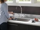 Delta Faucet Chrome Two Handle Bridge Pull Down Widespread Kitchen Faucet 