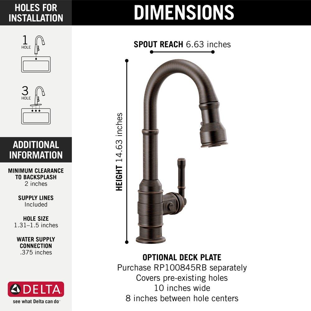 Delta Faucet Venetian Bronze Single Handle Pull Down Bar Faucet 