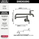 Delta Faucet Black Stainless Wall Mount Pot Filler 