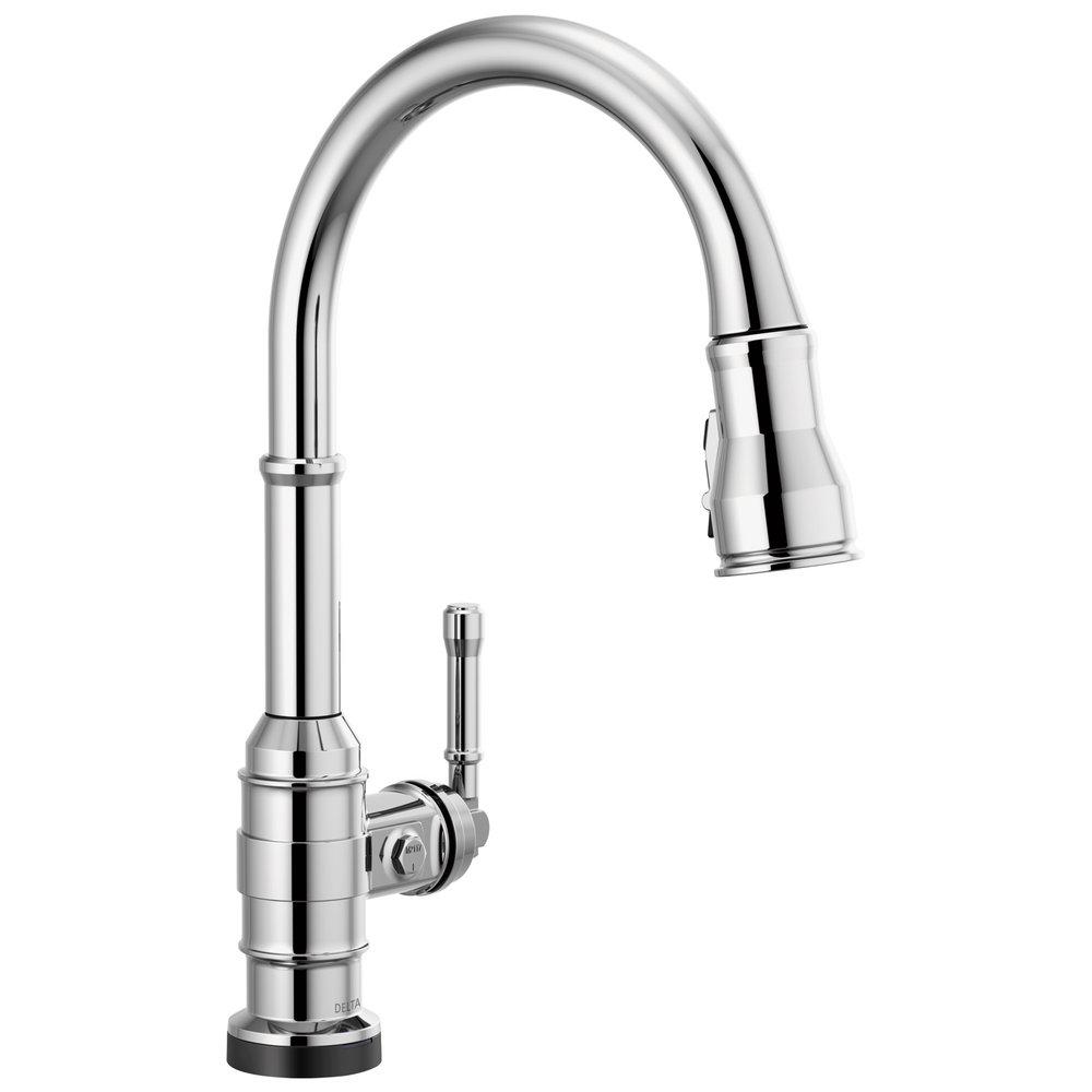 Delta Faucet Chrome Single Handle Pull Down Touch Activated Kitchen Faucet 