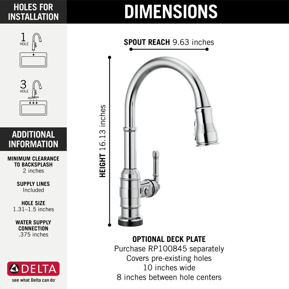 Delta Faucet Chrome Single Handle Pull Down Touch Activated Kitchen Faucet 