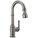 Single Handle Pull Down Bar Faucet in Black Stainless