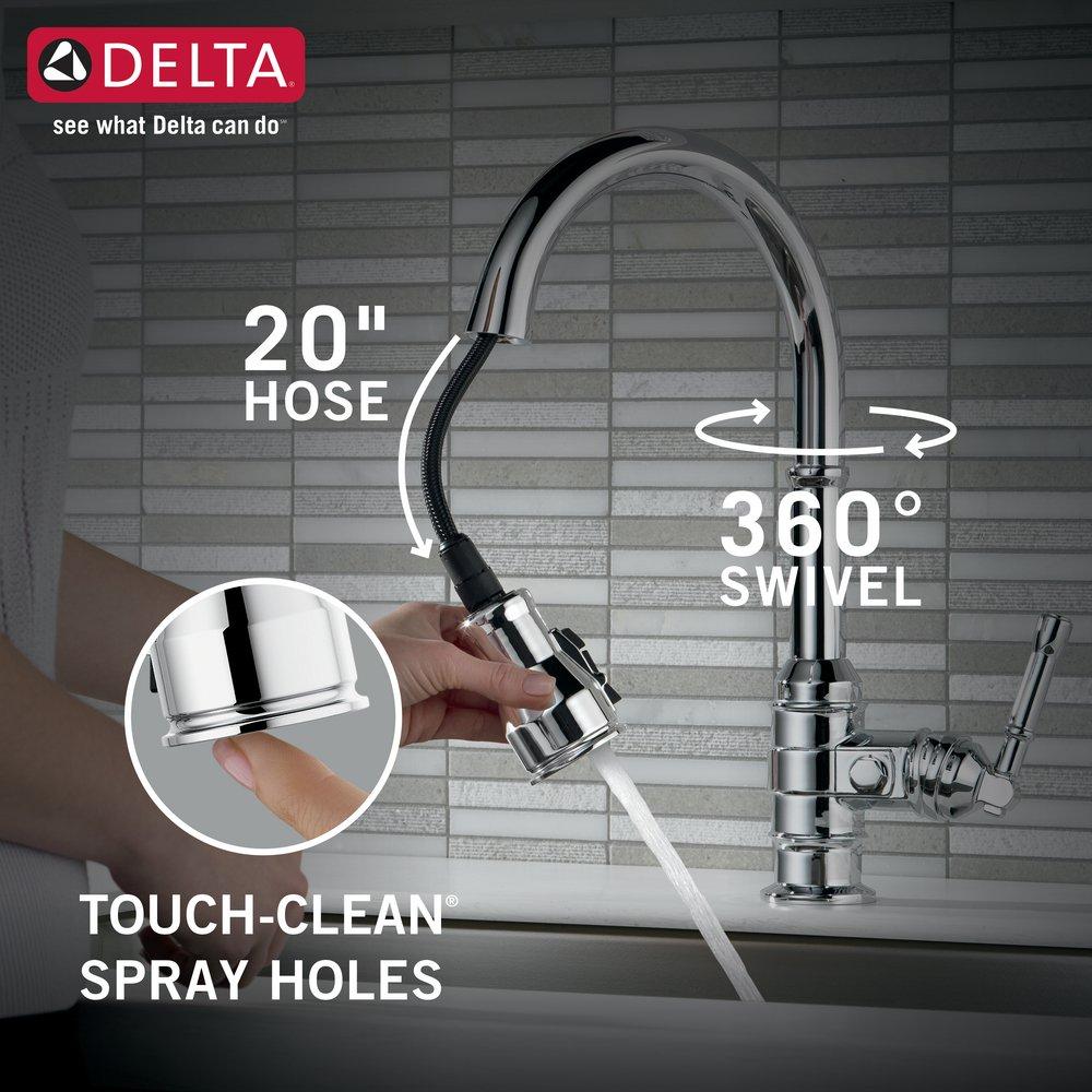 Delta Faucet Chrome Single Handle Pull Down Kitchen Faucet 