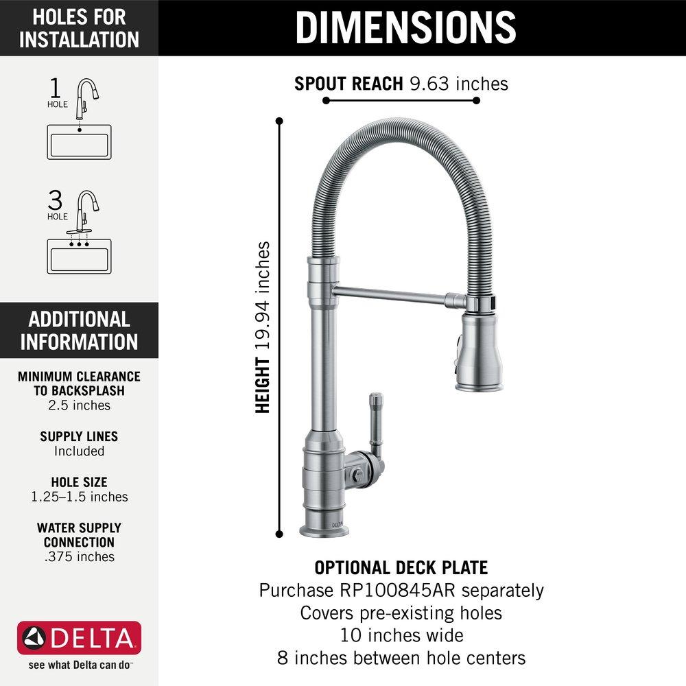 Delta Faucet Arctic Stainless Single Handle Pull Down Kitchen Faucet 