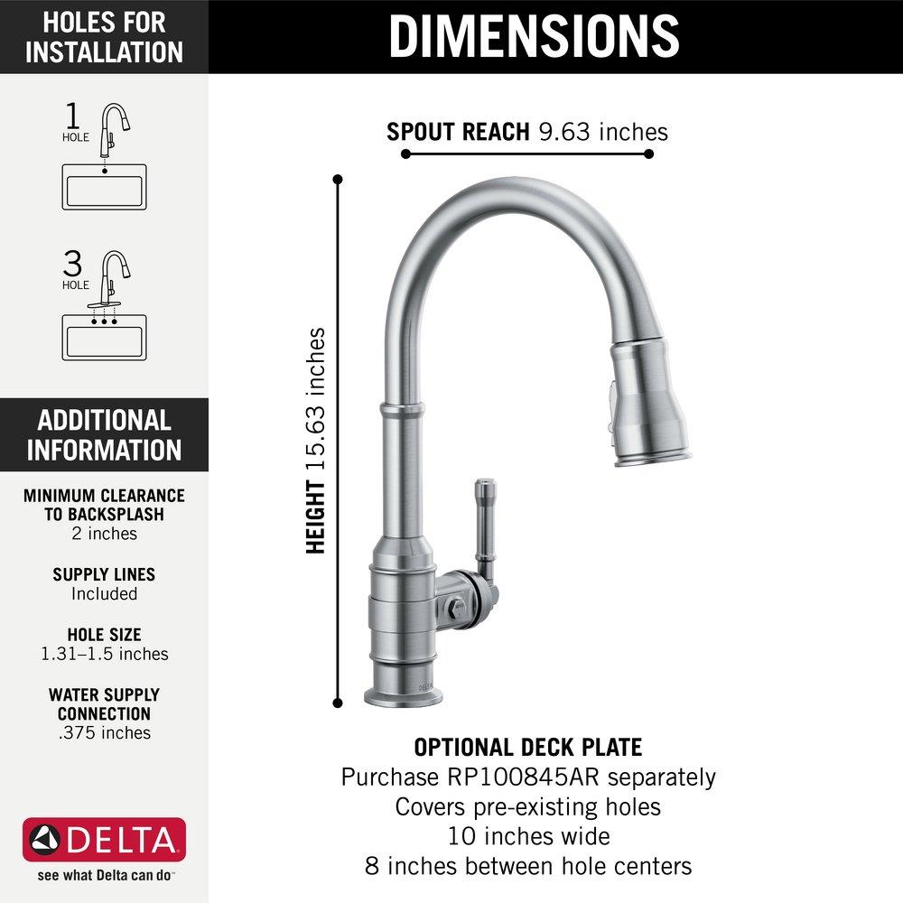 Delta Faucet Arctic Stainless Single Handle Pull Down Kitchen Faucet 