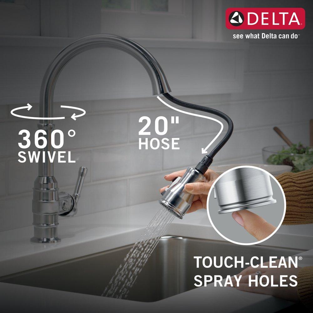 Delta Faucet Arctic Stainless Single Handle Pull Down Kitchen Faucet 