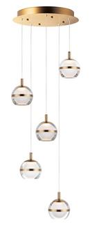 30W 5-Light Integrated LED Pendant/Island Light in Natural Aged Brass