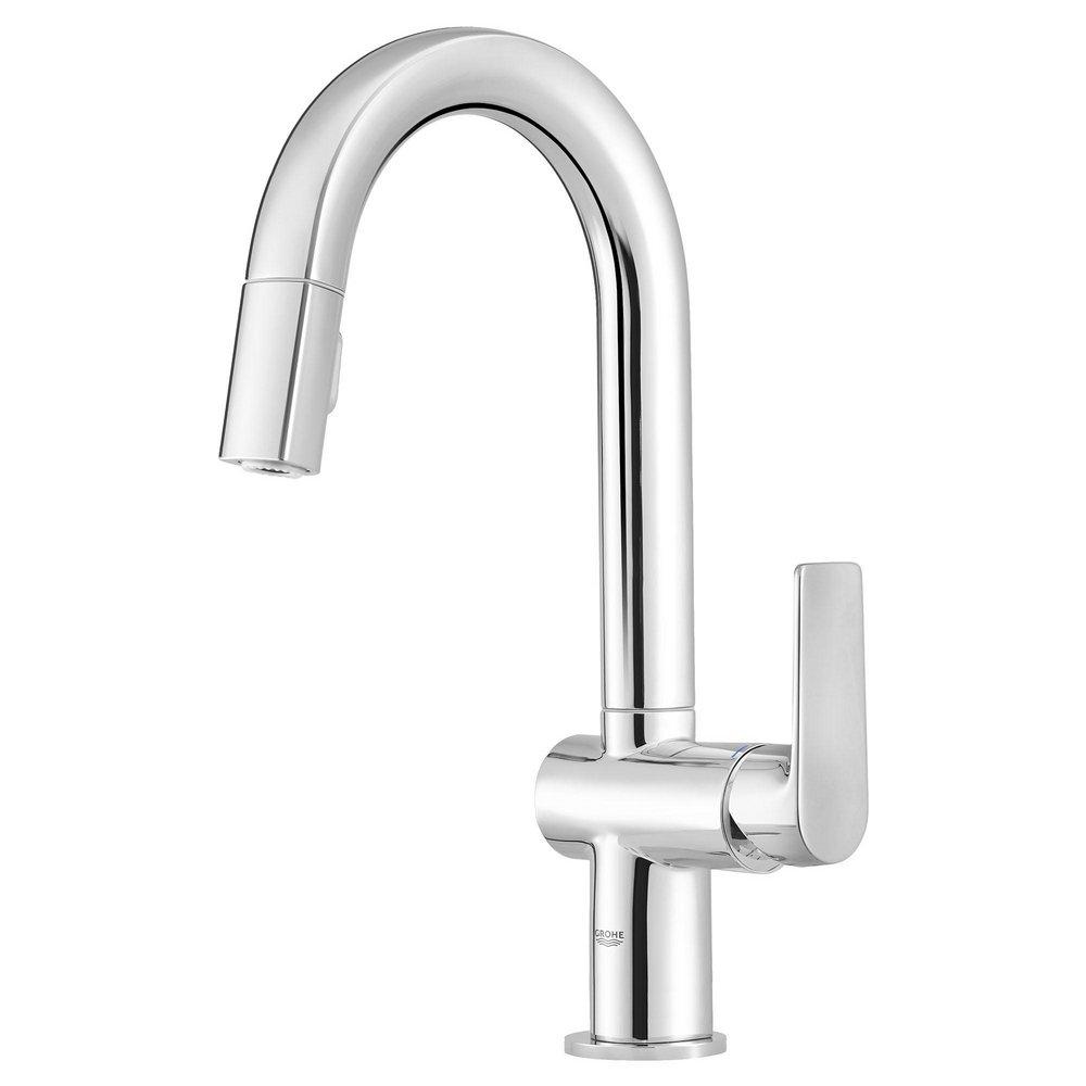 GROHE StarLight Chrome Monoblock Single Handle Pull Down Kitchen Faucet 