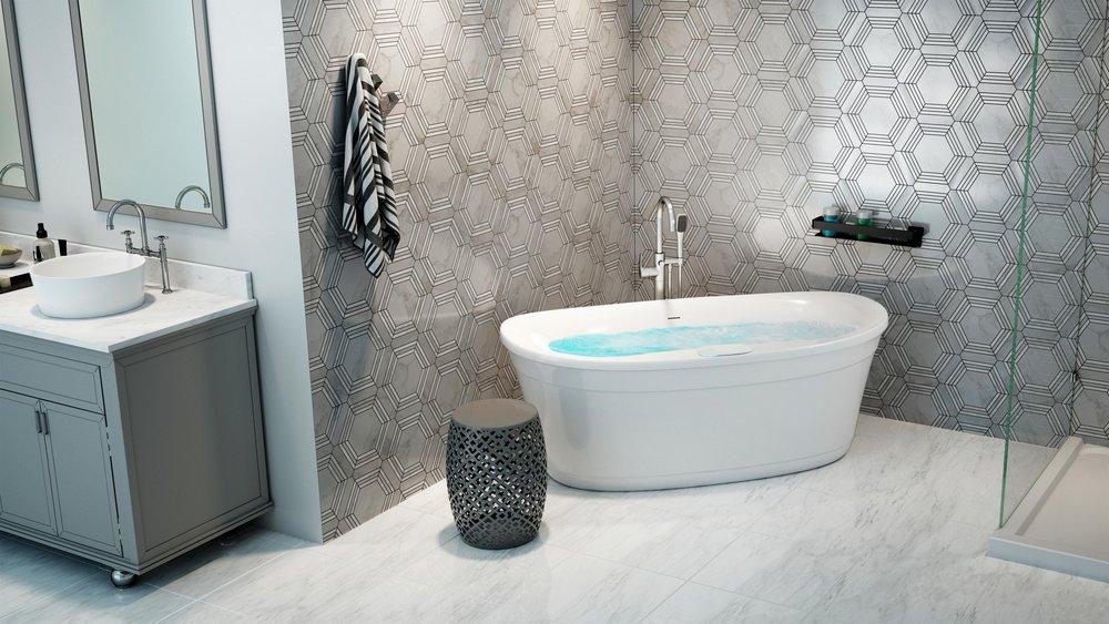 JACUZZI&reg; White Matte 67 x 35 in. Freestanding Bathtub Center Drain 