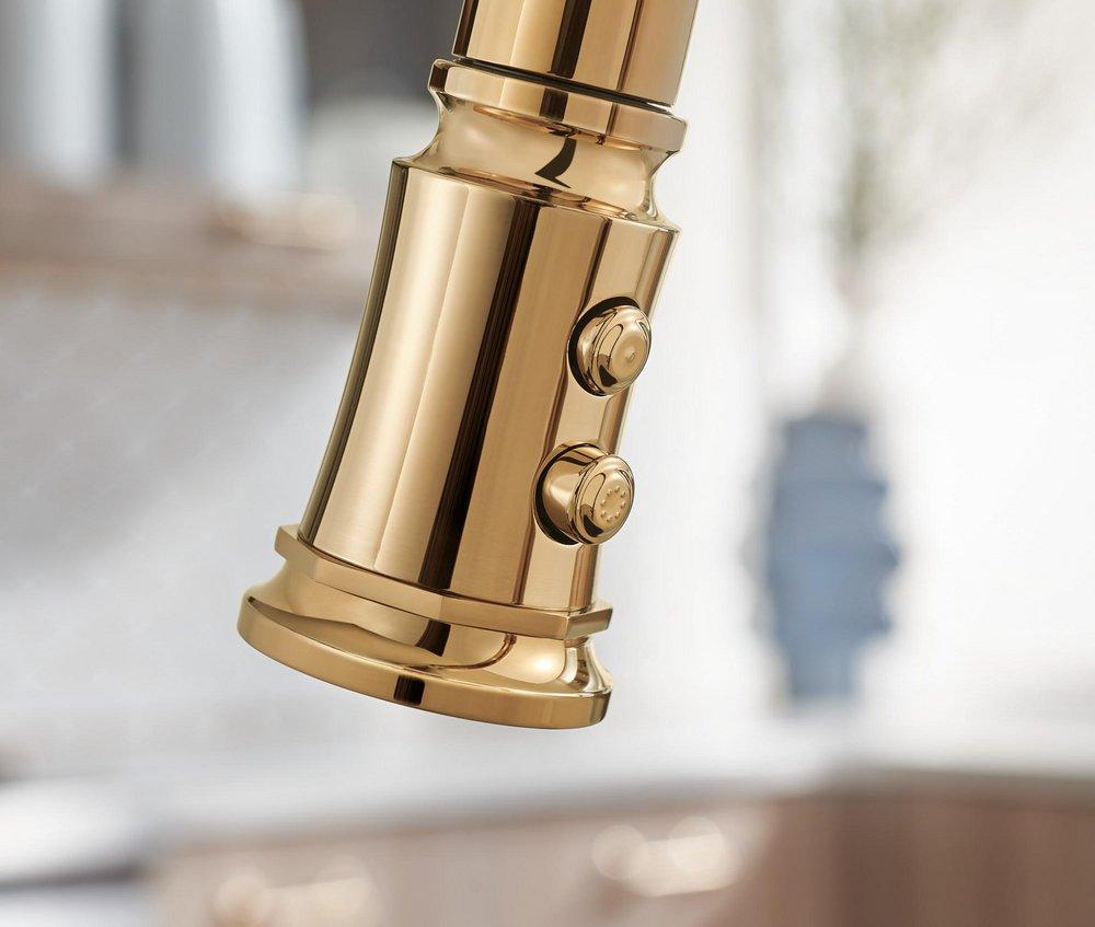 Brizo Brilliance Polished Gold Single Handle Pull Down Bar Faucet 