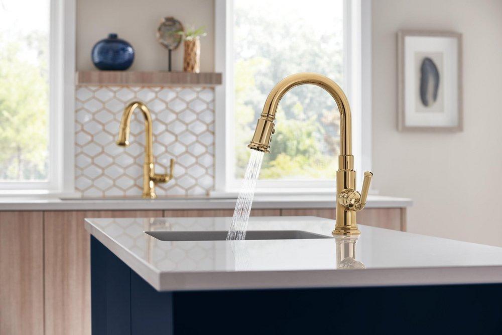 Brizo Polished Gold Single Handle Lever Bar Faucet 
