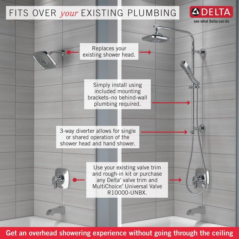 Delta Faucet Matte Black No Handle Multi Function Shower System 