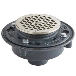 2 in. No Hub Cast Iron Floor Drain with 5 in. Round Cast Iron Stainer