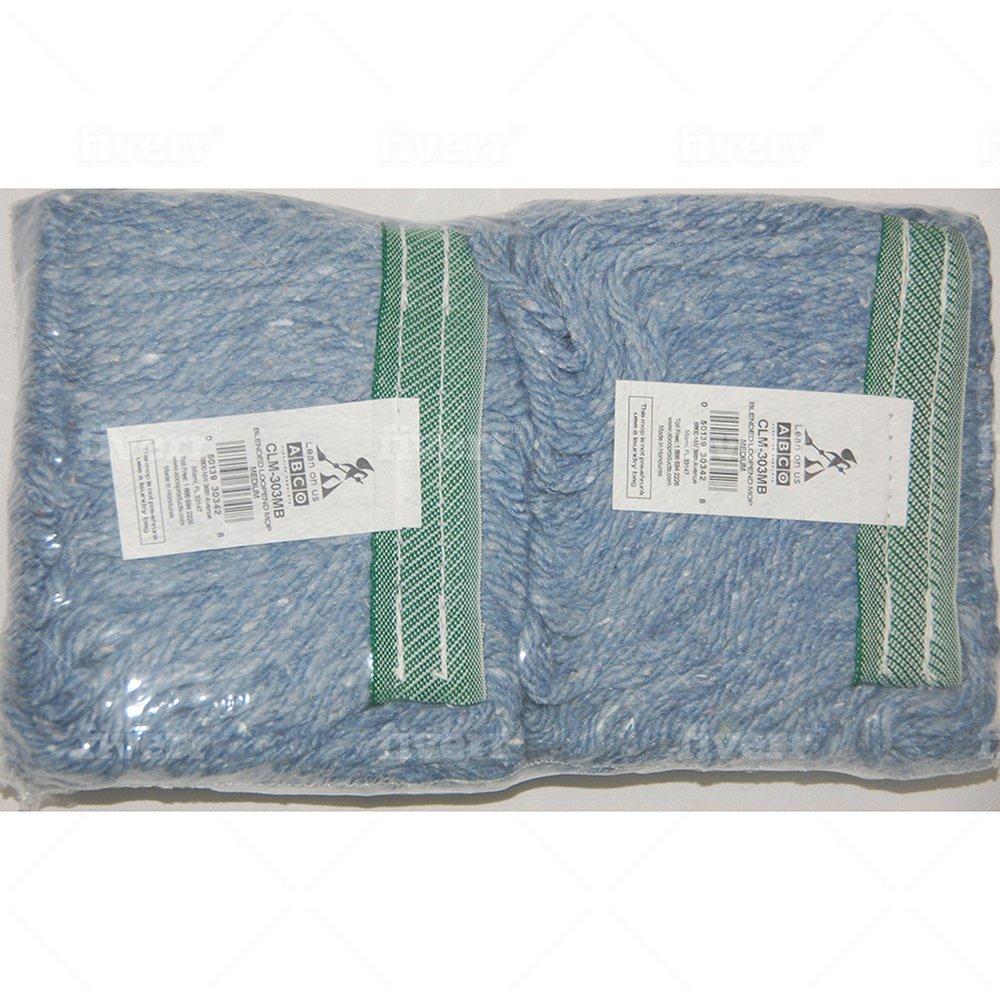 Abco Blue Blended Cotton, Rayon and Synthetic Loop End Mop in Blue (Pack of 2) 