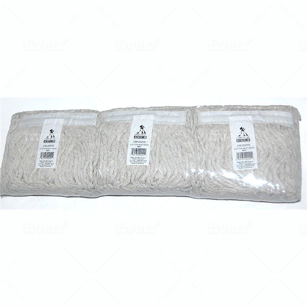 Abco White Cotton Cut-end Mop Head 14 Ounce (Pack of 3) 