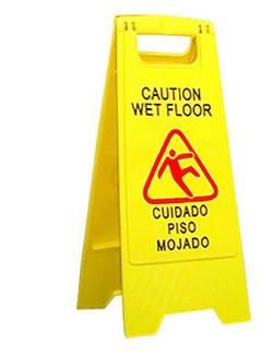 Plastic Folding Wet Floor Sign in Yellow