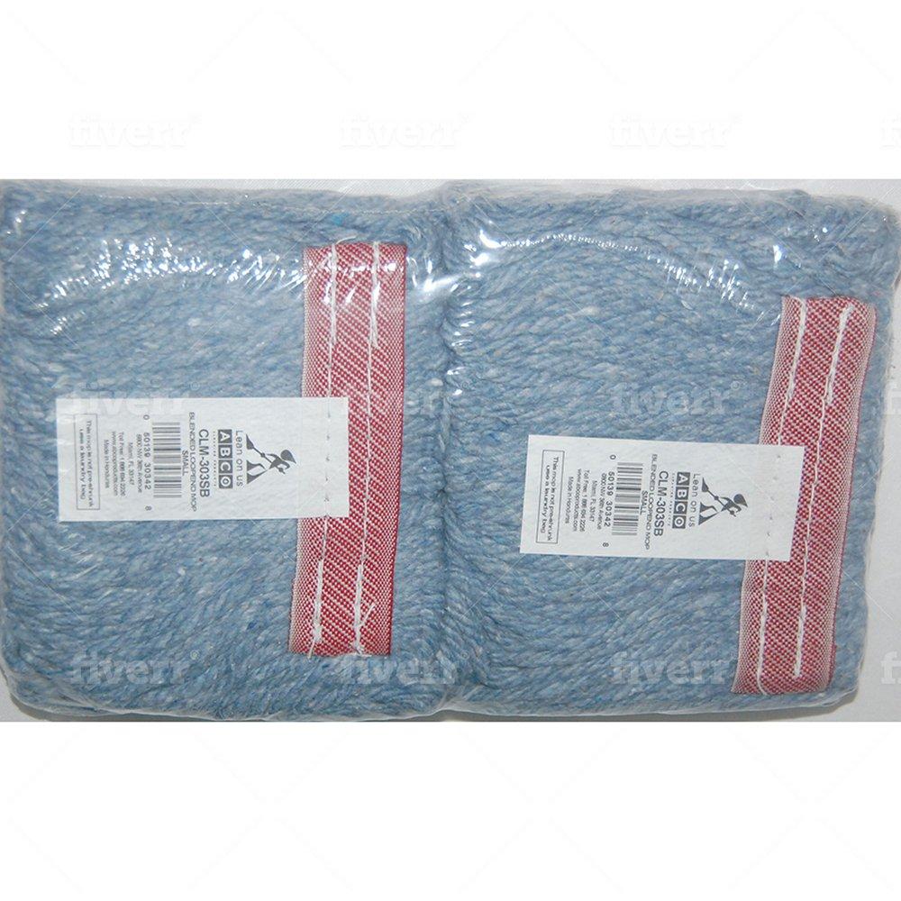 Small Size Blended Cotton, Rayon and Synthetic Loop End Mop in Blue (Pack of 2) 