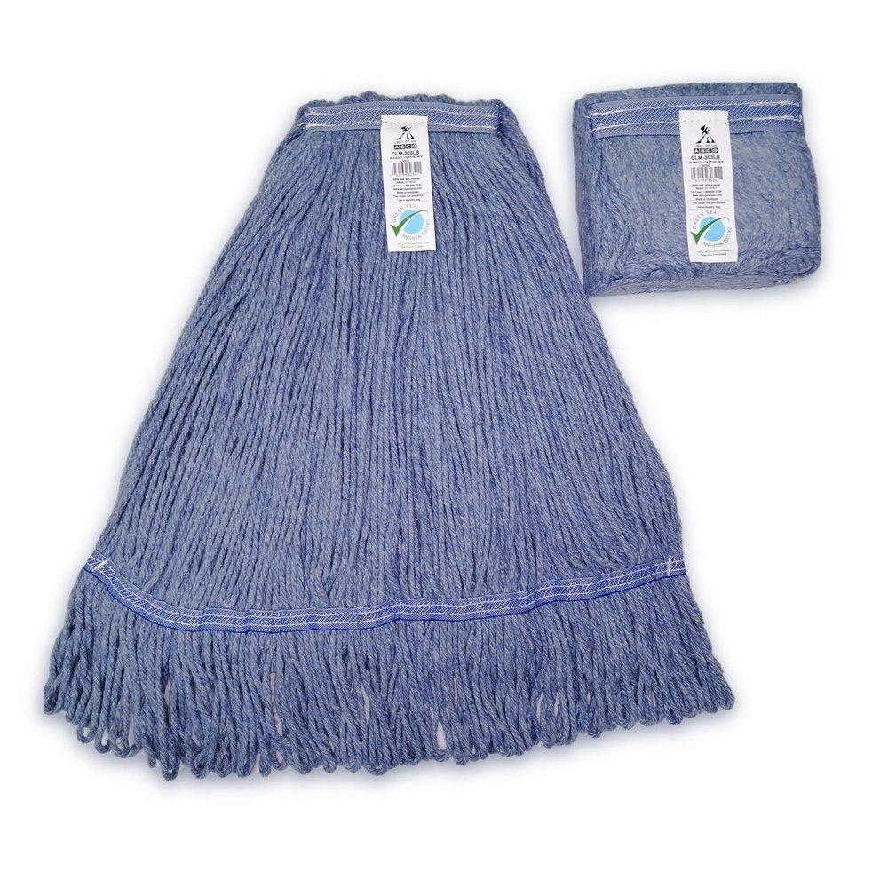Small Size Blended Cotton, Rayon and Synthetic Loop End Mop in Blue (Pack of 2) 