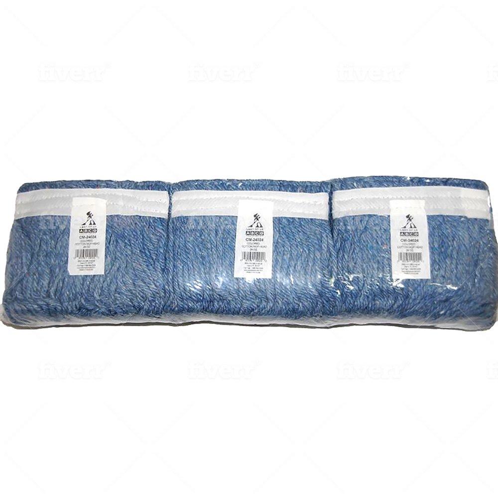 24 oz. Blended Cotton and Synthetic Cut End Narrow Band Mop in Blue (Pack of 3) 