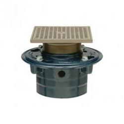 3 in. Neo Loc&trade; Cast Iron Floor Drain with 6 in. Round Nickel Bronze Strainer