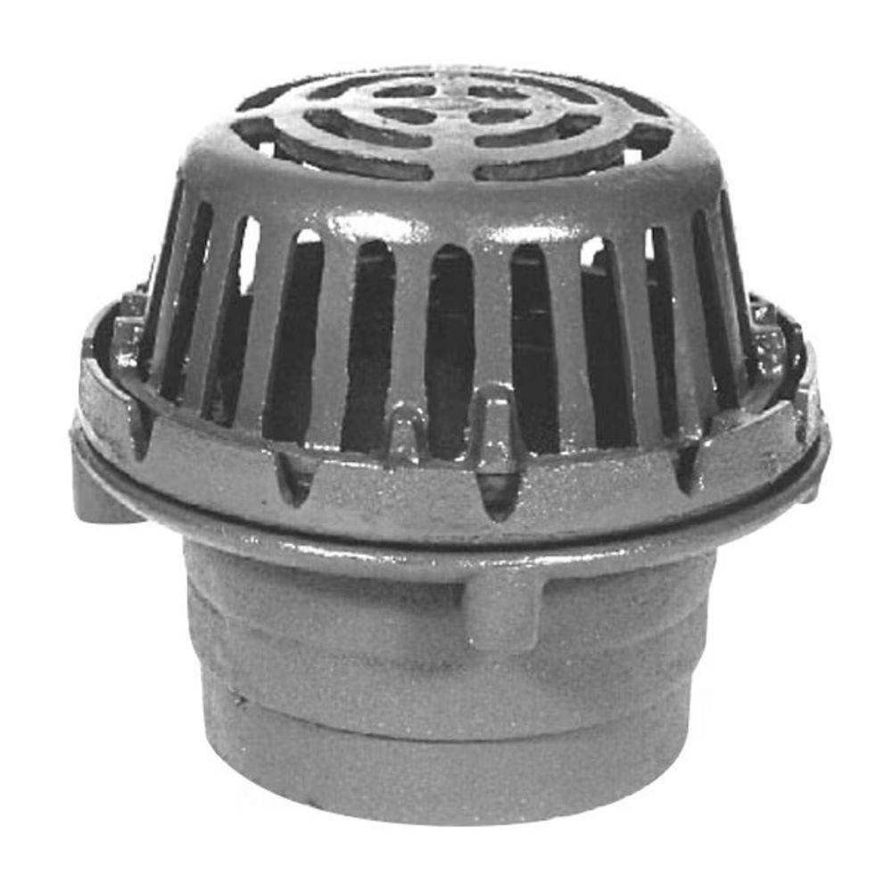 3 in. No Hub Cast Iron Roof Drain with Low Silhouette Cast Iron Dome 