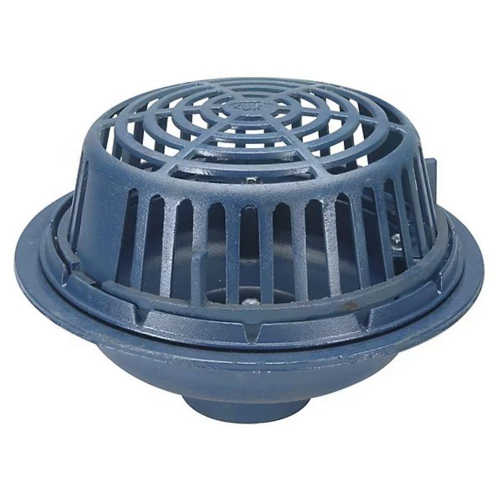 8 in. No Hub Roof Drain with 15 in. Cast Iron Dome with Underdeck Clamp 