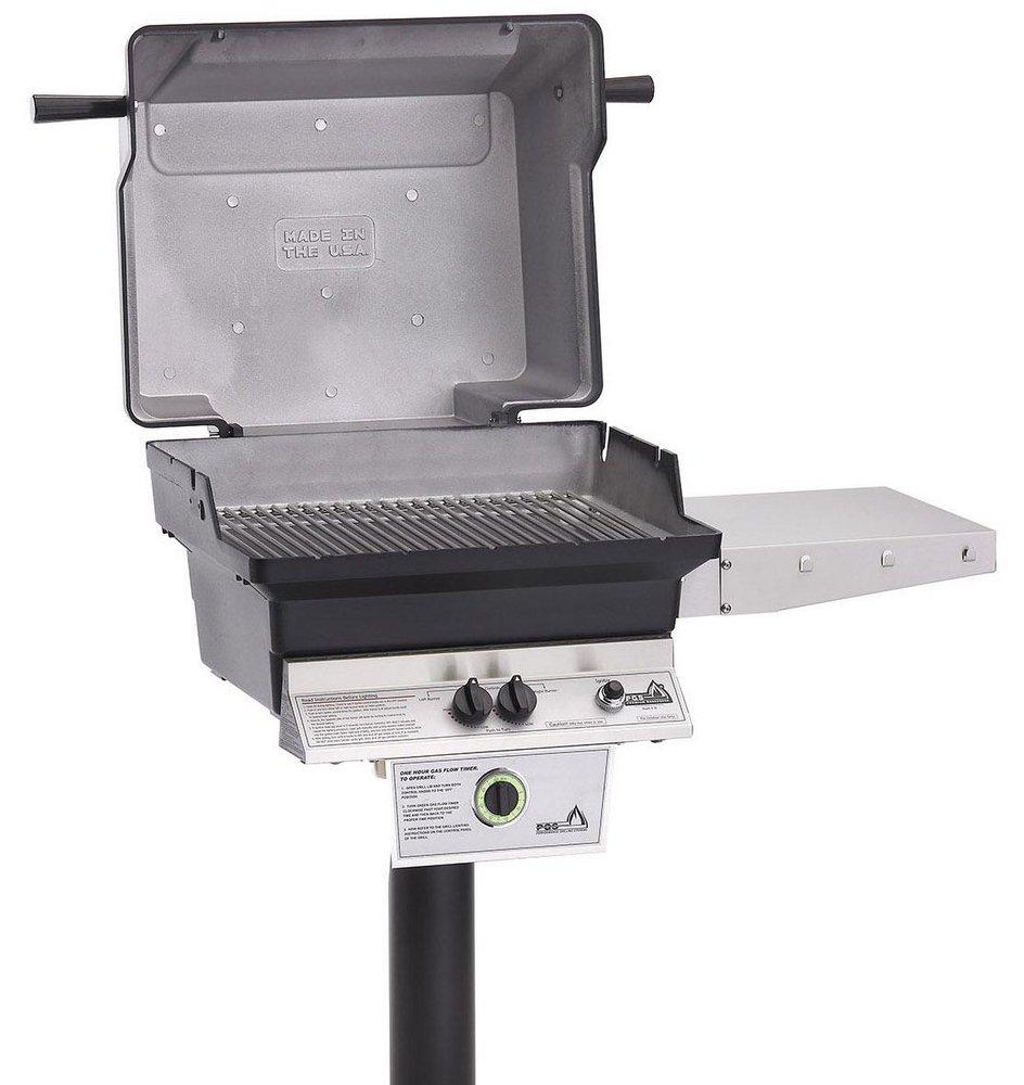 AEI Corporation Black Cordless Battery Ignition Gas Freestanding Grill with Permanent Post for Natural Gas in Black 