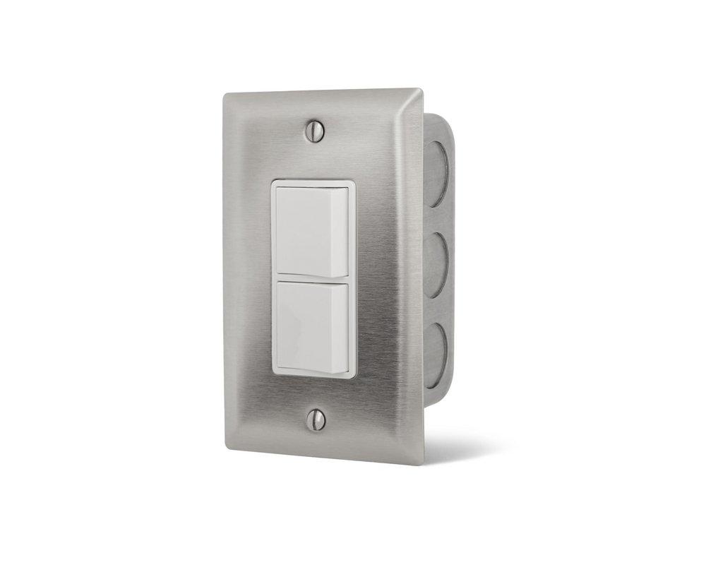 AEI Corporation Grey Stainless Steel In-wall Stack Switch in Grey and White 